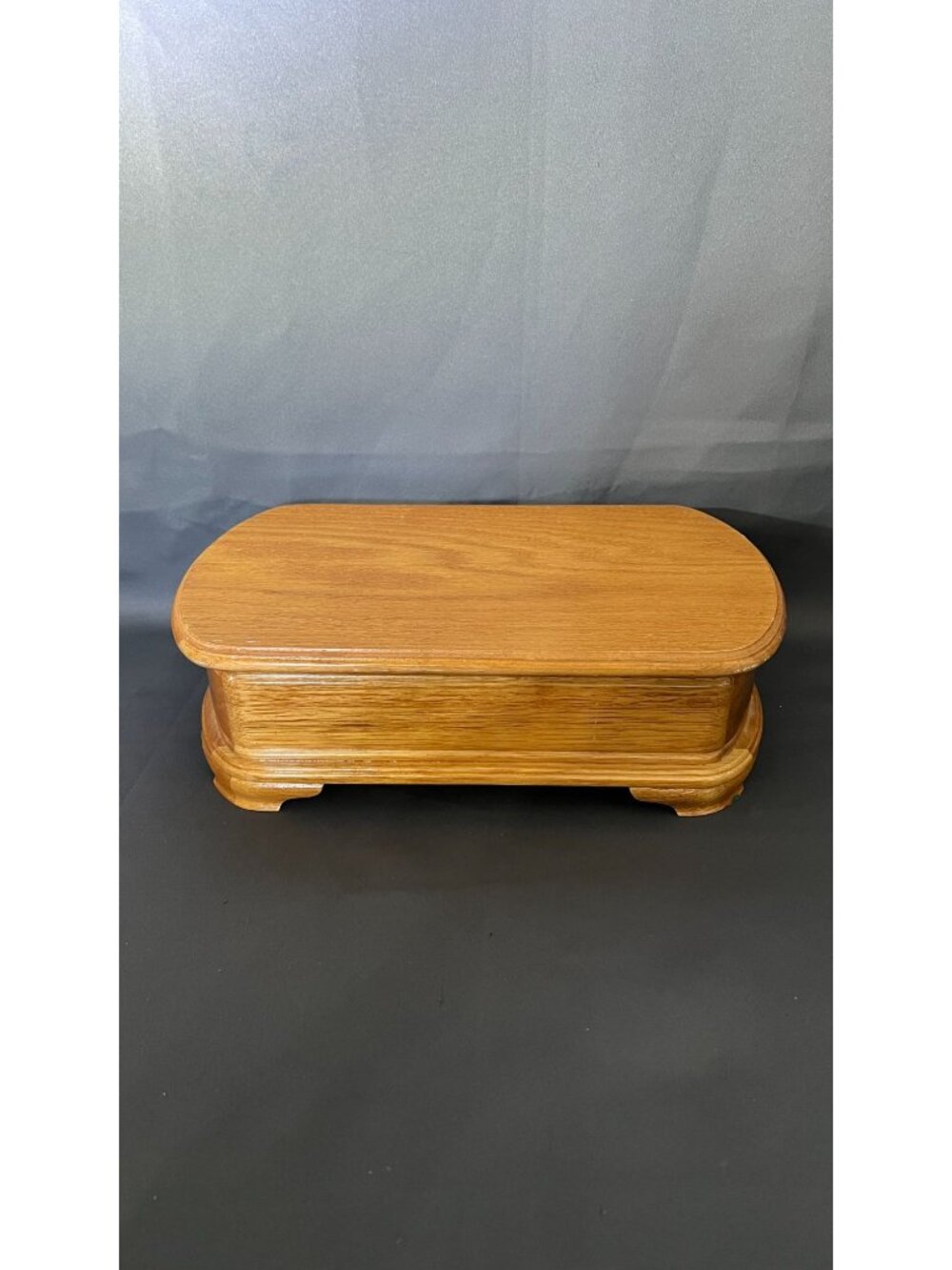 Oak Wooden Jewelry Box With Mirror & Red Velvet Interior
